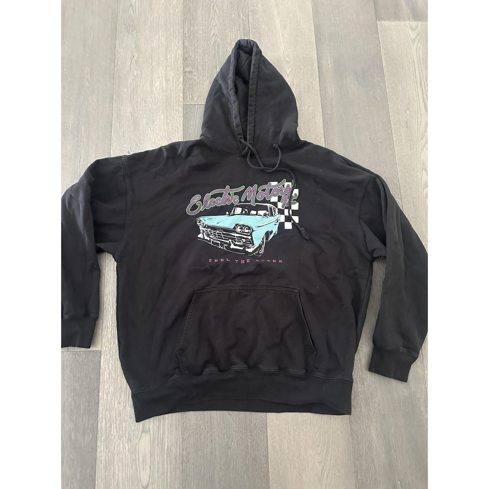 Brandy Melville Hoodie Womens One Size Black Electric Motors‎ '72 Car Graphic
